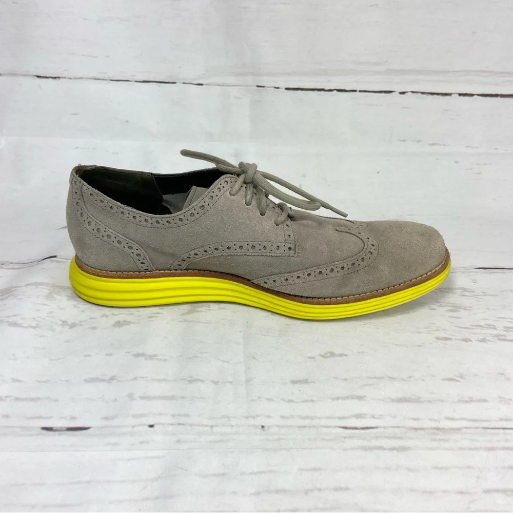 Cole Haan Lurnagrand‎ Shoes Men’s 9.5M Gray Wingtip Oxfords Suede